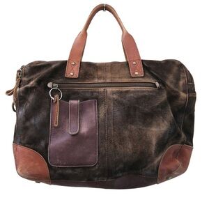 Amsterdam Heritage Brown Suede Leather Satchel Purse Retro Boho